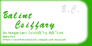 balint csiffary business card